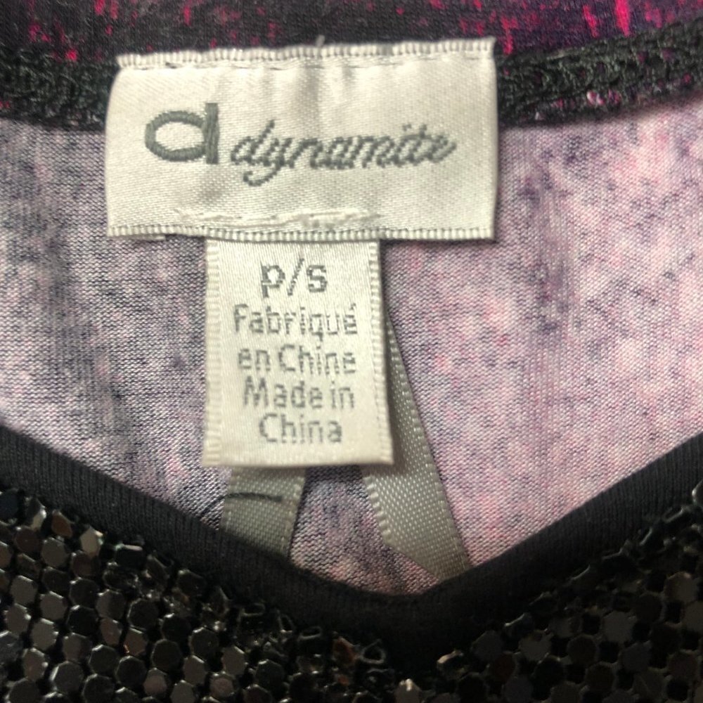 Dynamite Dark Pink & Black Glo-mesh Spaghetti Strap Camisole Top - Picture 4 of 8